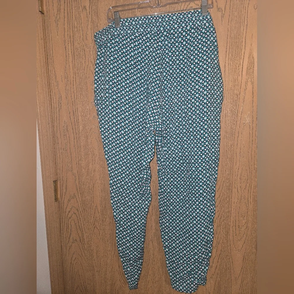 French Laundry Teal and White Geometric Joggers